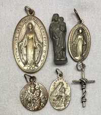 EUROPE OLD LOT x6 MOUNT CARMEL (DROPSY) JOSEPH (STATUE) MIRACULOUS SACRED HEART picture