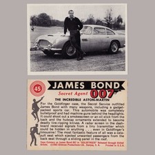 1965 JAMES BOND Secret Agent 007 Sean Connery ASTON MARTIN Gildrose Card #45 NM picture