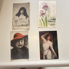 1905-1910 Antique Postcard Lot (4) 1¢ Franklin Stamp Michigan Dowagiac Hartford  picture