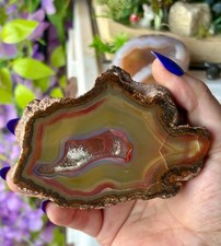 Large Argentina Agate, Polished Banded Agate Specimen with Crystal Pocket picture