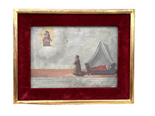 Antique 1894 Mexican Ex Voto Retablo Sick Child Santo Nino Oil on Metal picture