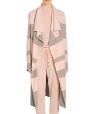 ST. JOHN Sweater Coat Duster Cardigan L/XL Pink Gray Striped Wool Cashmere picture