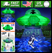 4.2ft Inflatable UFO Alien Cow Abduction Halloween Decor with LED Lights picture