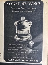 1963 Parfums Weil Paris Perfume Bottle Secret of Venus Vintage ad picture