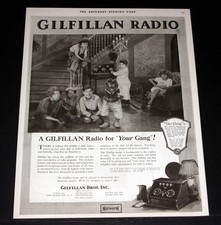 1925 OLD MAGAZINE PRINT AD, GILFILLAN RADIO-YOUR GANG CAN LISTEN TO 