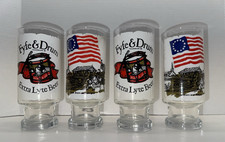 4 Vintage NOS Beer Pilsner Glasses American Flag Fyfe & Drum picture