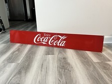 c.1970s Original Vintage Enjoy Coca Cola Double Sided Sign Metal Coke Soda Gas picture