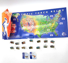 2002 Salt Lake Olympic Torch Relay Complete 14 Pin Set Map & 2 Bonus Torch Pins picture