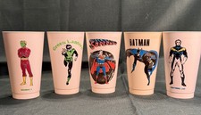 Vintage 1976 7-Eleven DC Comics Slurpee Cup Set of 5 - Batman Superman Green... picture
