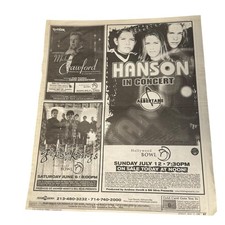 Vintage 1998 Hanson Hollywood Bowl Albertane Tour Newspaper Ad LA Times USA picture