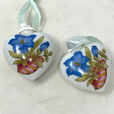 Die Lowenmarke Hutschenreuther Germany Lot of 2 Heart and Flower Ornaments *NEW* picture