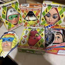 Bundle of vintage kusan Halloween masks w/ *Rare* Evel Knievel Ben Cooper Mask  picture