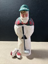 MacDonald Claus 1997 Carved Wood Scottish Golfer Figurine Scotland Signed Artist picture
