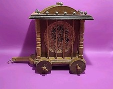 Vtg 1976 Cork Wood Coasters Set Circus Lion Zoo Train Cage Wagon Caddy Bar Ware picture