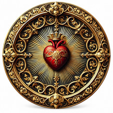 Sacred Heart of Jesus Metal Wall Art Catholic Religious Vintage Gold Decor picture