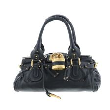 CHLOE Paddington Hand Bag Black Leather w/ Gala/Cadena/Key USED picture