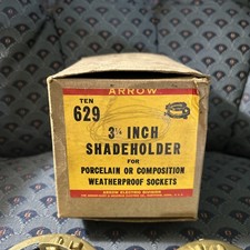 12 Vintage Lamp Shade  Holder 3 1/4” Arrow Electric Brass For Porcelain Sockets picture