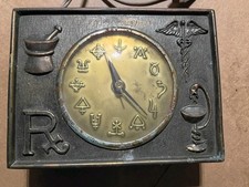 Vintage 1960's Alchemy Symbol Apothecary Desk Clock Pharmacy Pharmacist Rx Works picture