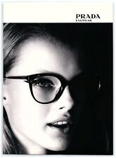 2018 Prada Eyewear Print Ad, Gorgeous Model Dark Frames Metal Screws Lips B&W picture