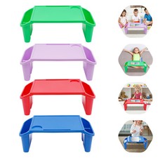 4 Pcs Portable Kids Lap Desk Tray, Plastic Breakfast Laptop Trays with Side Pock picture