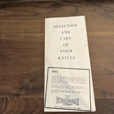 VTG W.C. HEIMERDINGER CO. BROCHURE SELECTION & CARE OF YOUR KNIVES LOUISVILLE KY picture