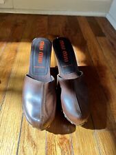 Miu Miu wooden and leather brown clogs 38 picture