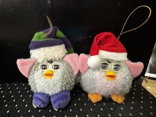 Lot Of 2 Vintage 1999 Tiger Electronics Furby Christmas Plush Tree Ornaments picture