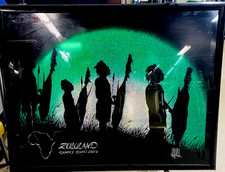 LARGE African Zulu Tribe Wall Art, Zululand Chaka's Stand 1820, FRAMED picture