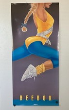 VTG  80’s REEBOK Shoe Advertising Poster 18x39 Blond Aerobic Pinup Bryan Robley picture