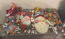 Junk Lot Of Well Used VTG Christmas Items For Assemblage Crafts. Kitschy Flocked picture