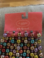 St Nicholas Square Christmas Tree Garland 9 ft. MultiColor Beads 3 sets avail picture
