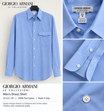 Giorgio Armani Le Collezioni Mens Blue Cotton Button Down Shirt Italy 15.5/39, L picture
