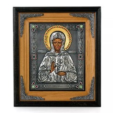 Artes St Matrona of Moscow Orthodox Icon Gold & Silver Plated Crystals A15 picture
