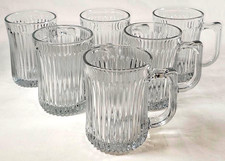 Set of 6 Gibson Royal Crest Glass Mugs with Ribbed Design 