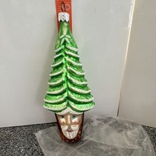 Vintage 1994 Christopher Radko Pine Santa Tree Hat Glass Ornament 1995 Poland picture
