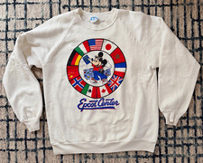 Vintage Disney Epcot Center Mickey Mouse World Flags Sweatshirt Large USA picture