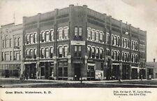 Goss Block Watertown South Dakota SD Street Scene Barber Shop c1910 Postcard picture