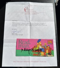 Nancy Cartwright Signed Card The Simpsons Voice of Bart Simpson JSA COA Letter picture