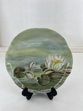 Antique JHR Alice Bavaria Porcelain Plate Hand Painted Water Lily Artist Signed  picture