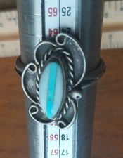 Vtg Old Pawn Navajo Turquoise MOP Sterling Silver Ring Sz 10 Teepee Curios Mule picture