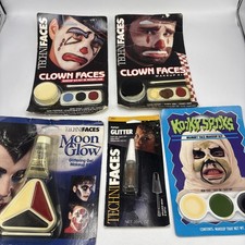 4 Vintage 1980s/90s TECHNIFACES & 1 Kooky Spooks Halloween Make Up Kits NOS picture