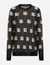 Dolce & Gabbana Women's Black/White Mesh DG Logo Pullover Sweatshirt S $3,445 picture