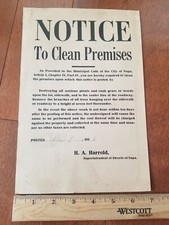 1938 City of Napa California Notice to Clean Premises Citation Sign picture