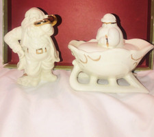 LOT OF 2 VINTAGE  WESTMORELAND SANTA IN SLIEGH 1950s/60s & LENOX SANTA 2000 picture