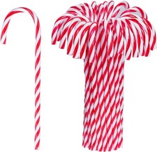 30 Pcs Christmas Candy Cane Ornament Plastic Tree Red and White  picture
