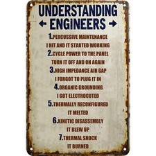 Funny Engineer Tin Metal Signs Home Décor 8x12: Retro Humor Garage & Workshop De picture
