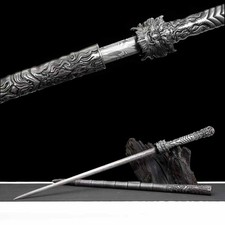 Damascus Folded Steel Cane Sword Metal Walking Stick Display Prop KongFu Stick picture