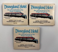 Lot of 3 Vintage Disneyland Hotel Matchbook Walt Disney Monorail Magic Kingdom picture