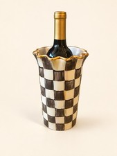 Mackenzie-Childs Courtly Check CERAMIC Wine Chiller EUC—RARE/ Very HTF picture