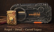 Steampunk Robotic 3D Skull Brass & Copper With Collector Case picture